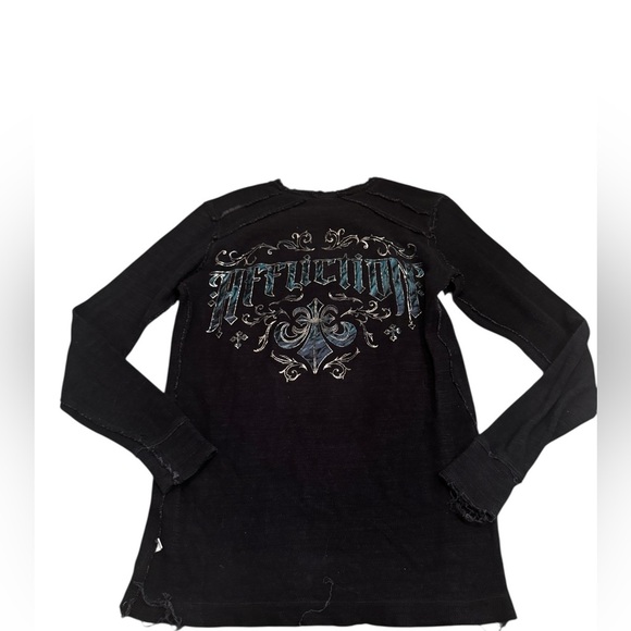 Affliction American Customs Oak Aged Reversible Thermal Med Indian Chief Scull - Picture 5 of 9